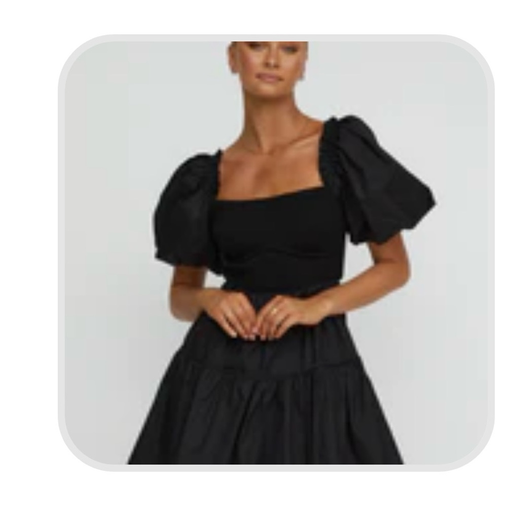 Black Puff Sleeve Mini Dress